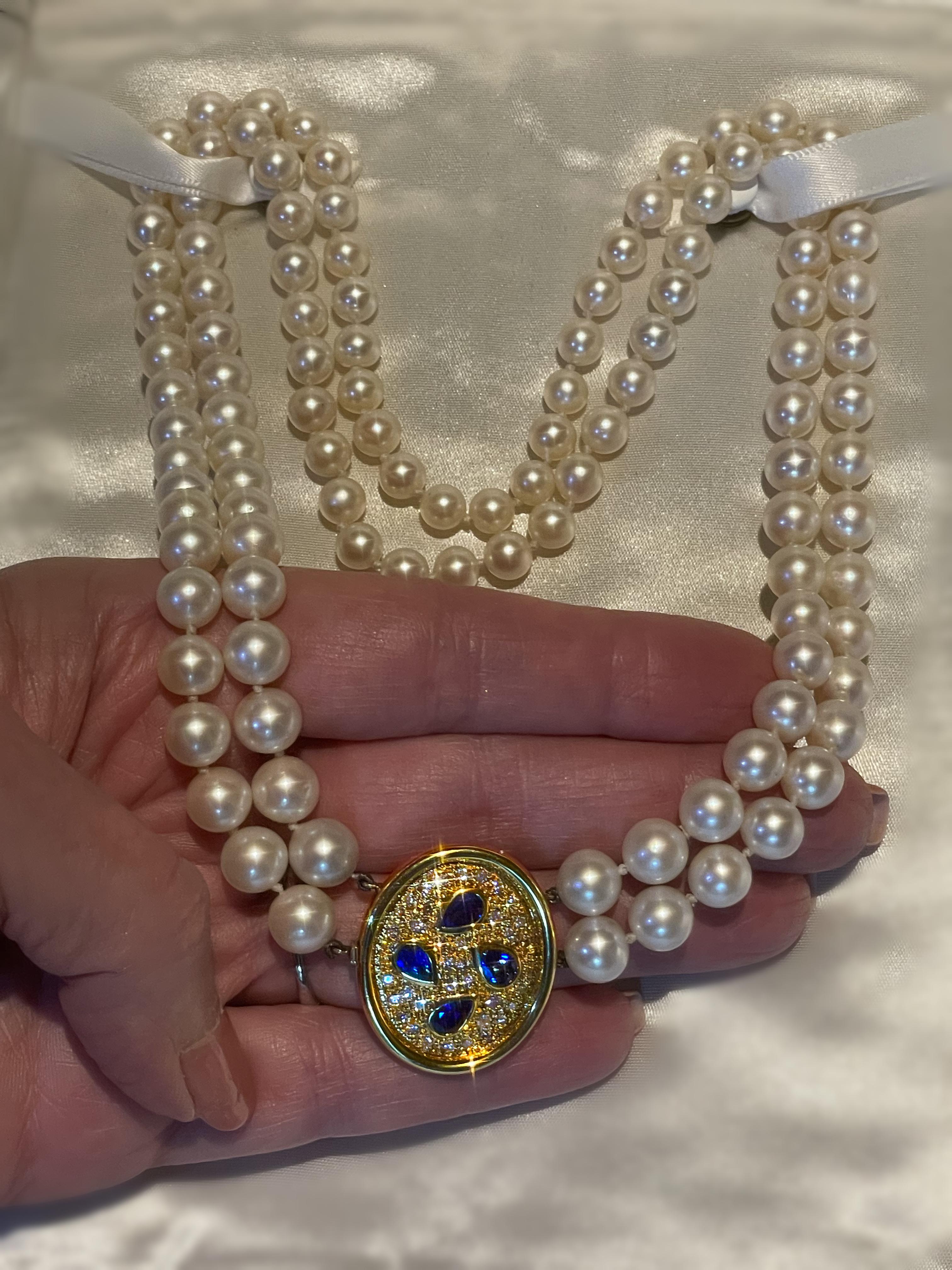 GIA Burma 18K Saphir No Heat Diamant Perle Halskette Anhänger Vintage Cert Rare im Angebot 7