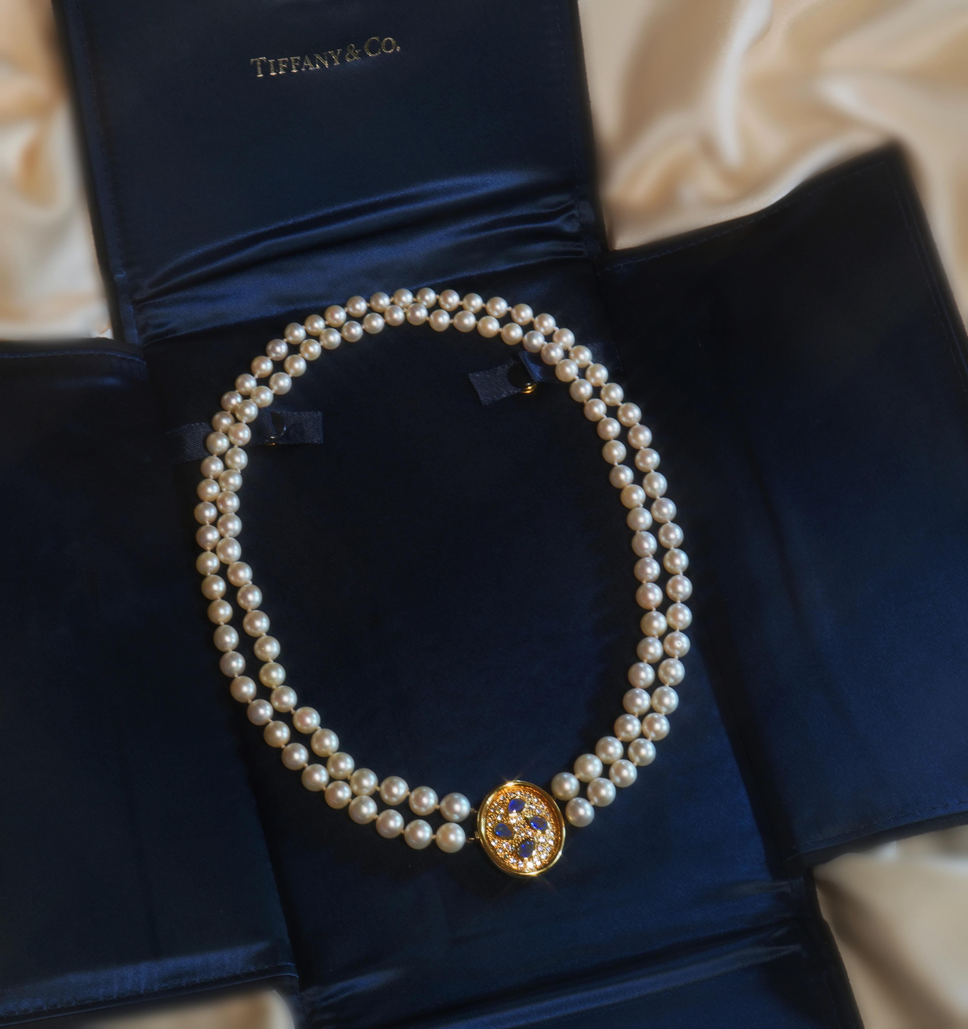 GIA Burma 18K Saphir No Heat Diamant Perle Halskette Anhänger Vintage Cert Rare im Angebot 4