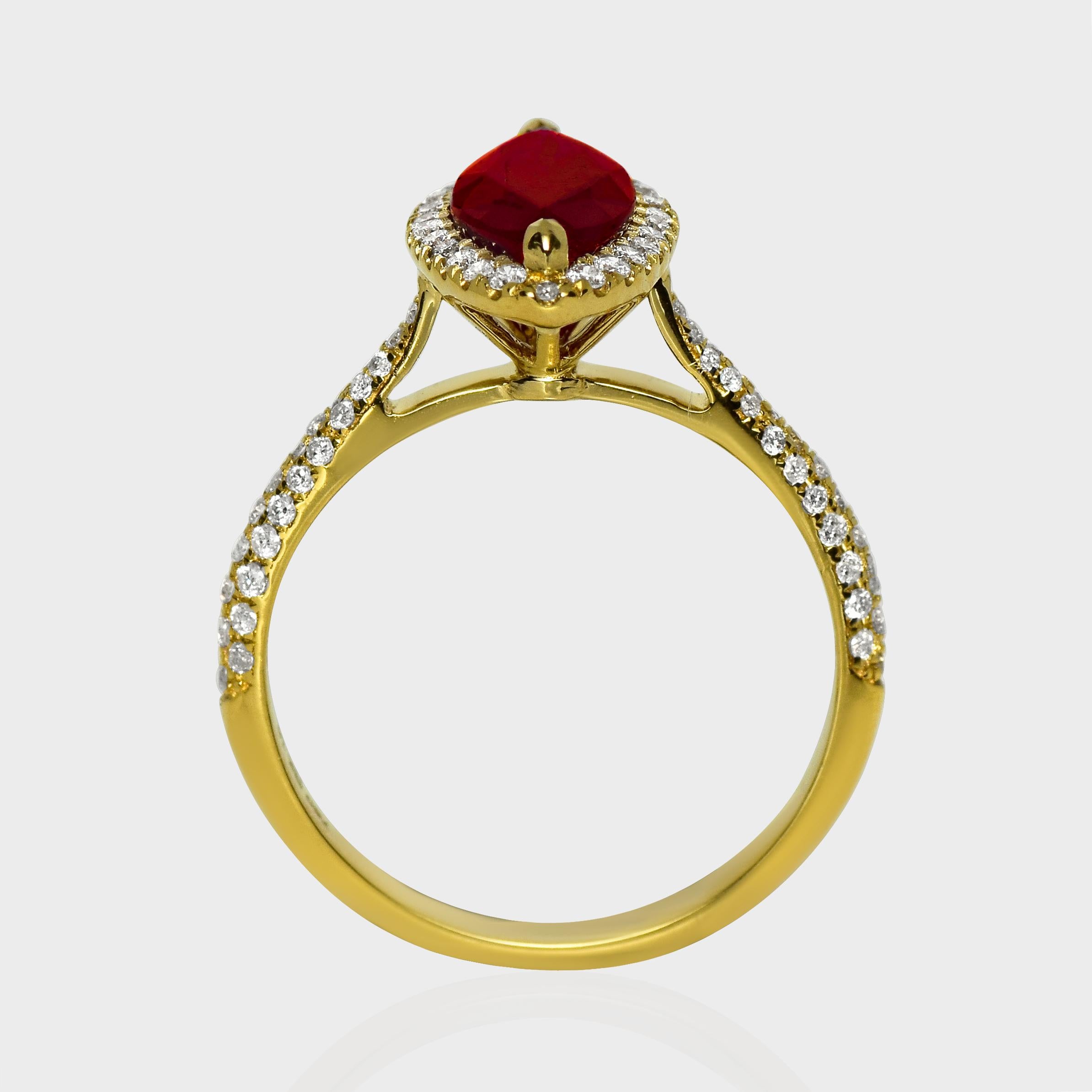 GIA Anello di fidanzamento con rubino di sangue di piccione in oro giallo 18 carati da 2,15 carati In condizioni Nuovo in vendita a Kaohsiung City, TW