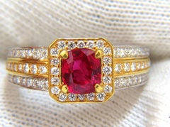 GIA Burma Pigeon Blood 1,14ct lebendige rote Rubine Diamanten Ring 14kt*