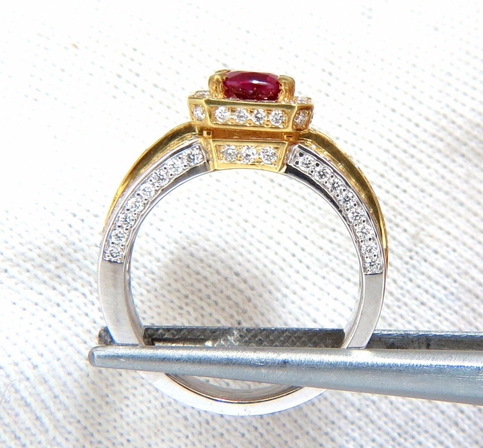 GIA Burma Pigeon Blood 1.14ct vivid red ruby diamonds ring 14kt For Sale 1