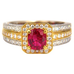GIA Burma Pigeon Blood 1,14ct lebendige rote Rubine Diamanten Ring 14kt*