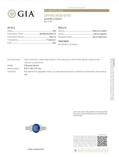 GIA Burma Platinum Natural No Heat Sapphire & Diamond Ring 2.89ctw 5.4g