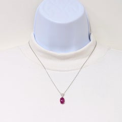 GIA Burma Red Ruby & Trillion Diamond Pendant Necklace in Platinum