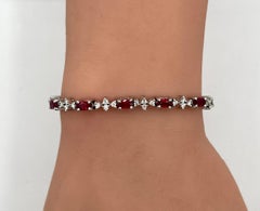 GIA Burma Ruby and White Diamond Bracelet in 18K White Gold