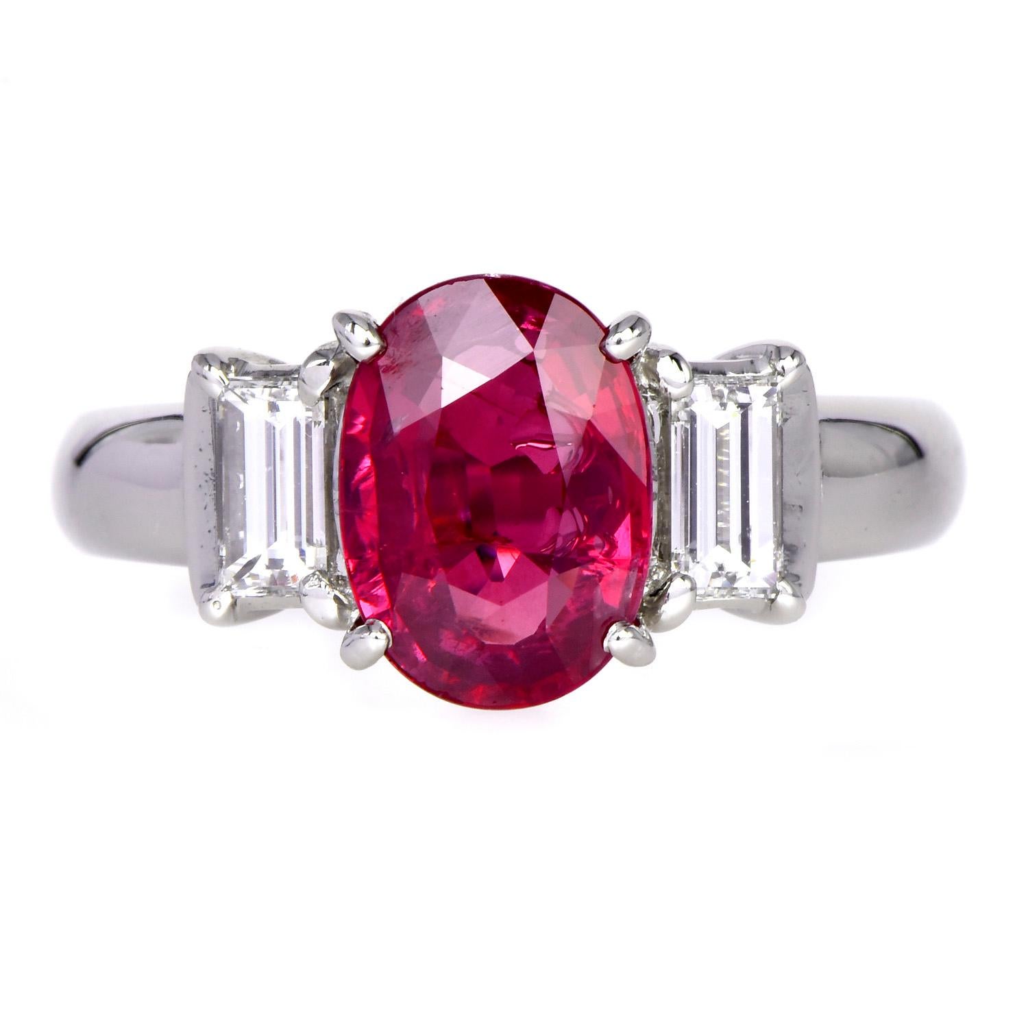 This exquisite ruby ring is versatile, can be an engagement ring and/or a classic gemstone 