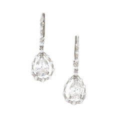 GIA Certified 1.32 Cts and 1.26 Cts Platinum and Diamond Drop Earrings