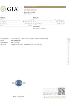 GIA Cabochon No Heat Ceylon Cabochon Sapphire Diamond 6.56 Carat Platinum Ring