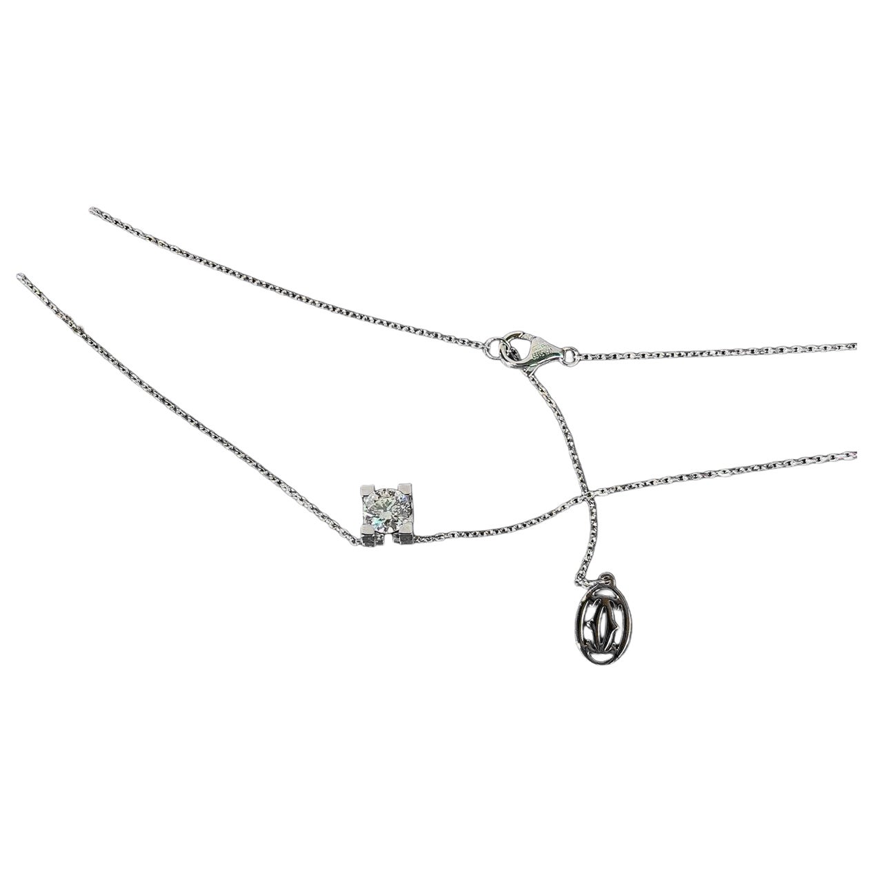 GIA Cartier C de Cartier 0.70ct Diamond Solitaire Necklace in 18k White Gold