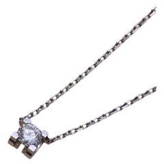 GIA Cartier C de Cartier 18K White Gold Solitaire Diamond Pendant Necklace