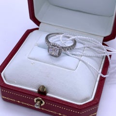 GIA Cartier Destinee Cushion Cut Diamond Halo Engagement Ring Pt950 Size 52