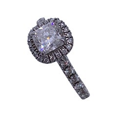 GIA Cartier Destinee Cushion Cut Diamond Halo Engagement Ring Pt950 Size 52