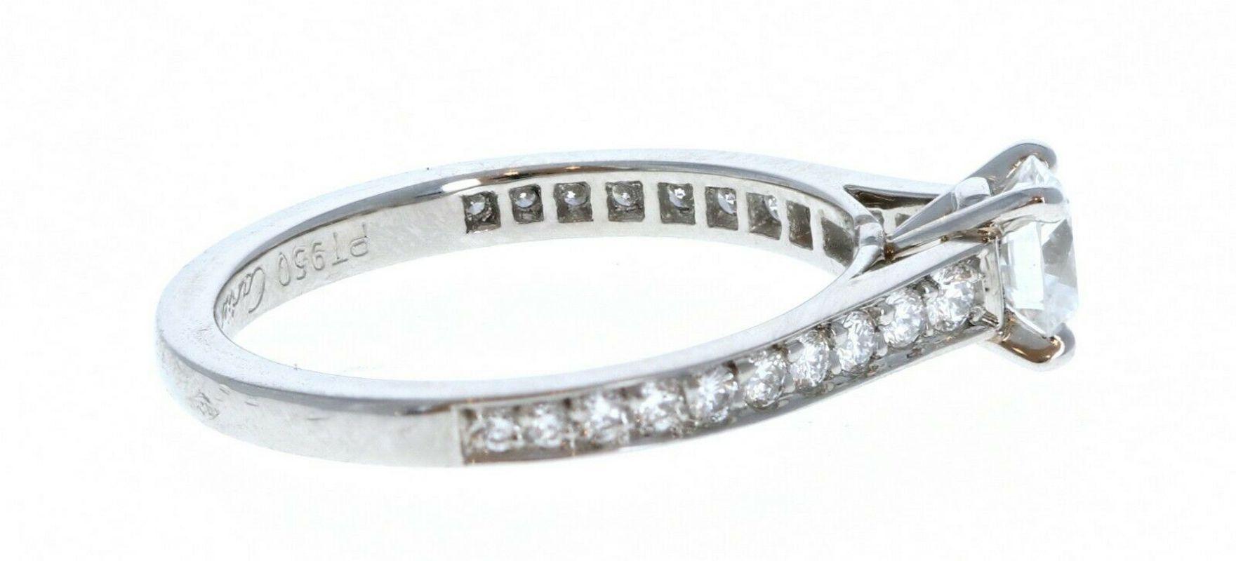 GIA Cartier Platinum & Diamond Ring 0.52ctw with Papers F VVS1 In Good Condition For Sale In Beverly Hills, CA