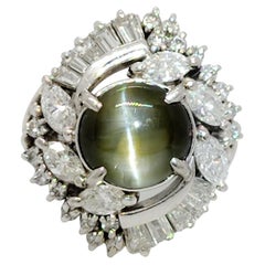 GIA-Cocktailring mit Katzenauge, Farbwechsel Alexandrit und Diamant