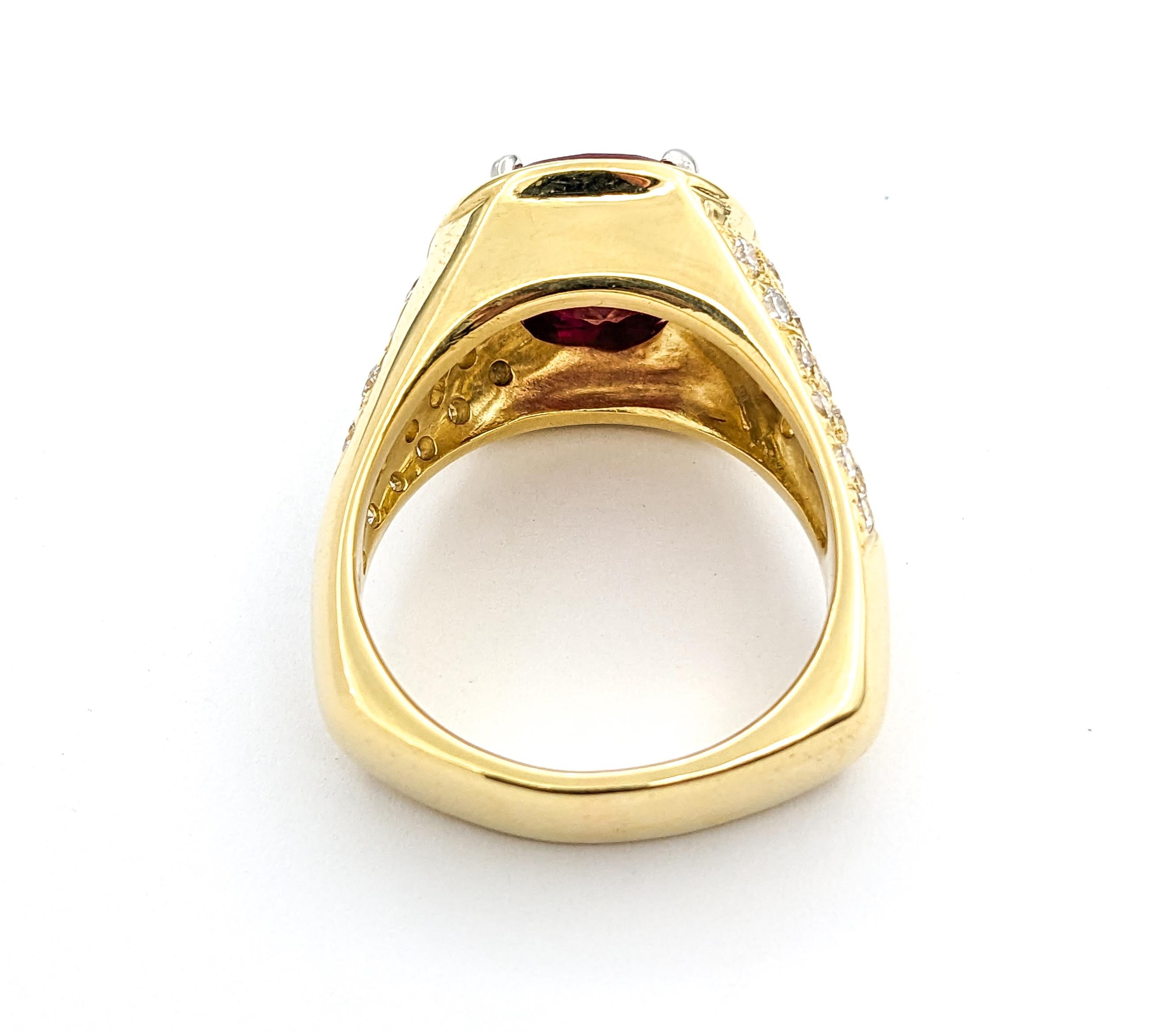 GIA Cerified 5.87ct Heat-only Burmese Ruby & 1.50ctw Diamonds Ring In Yellow Gol For Sale 4