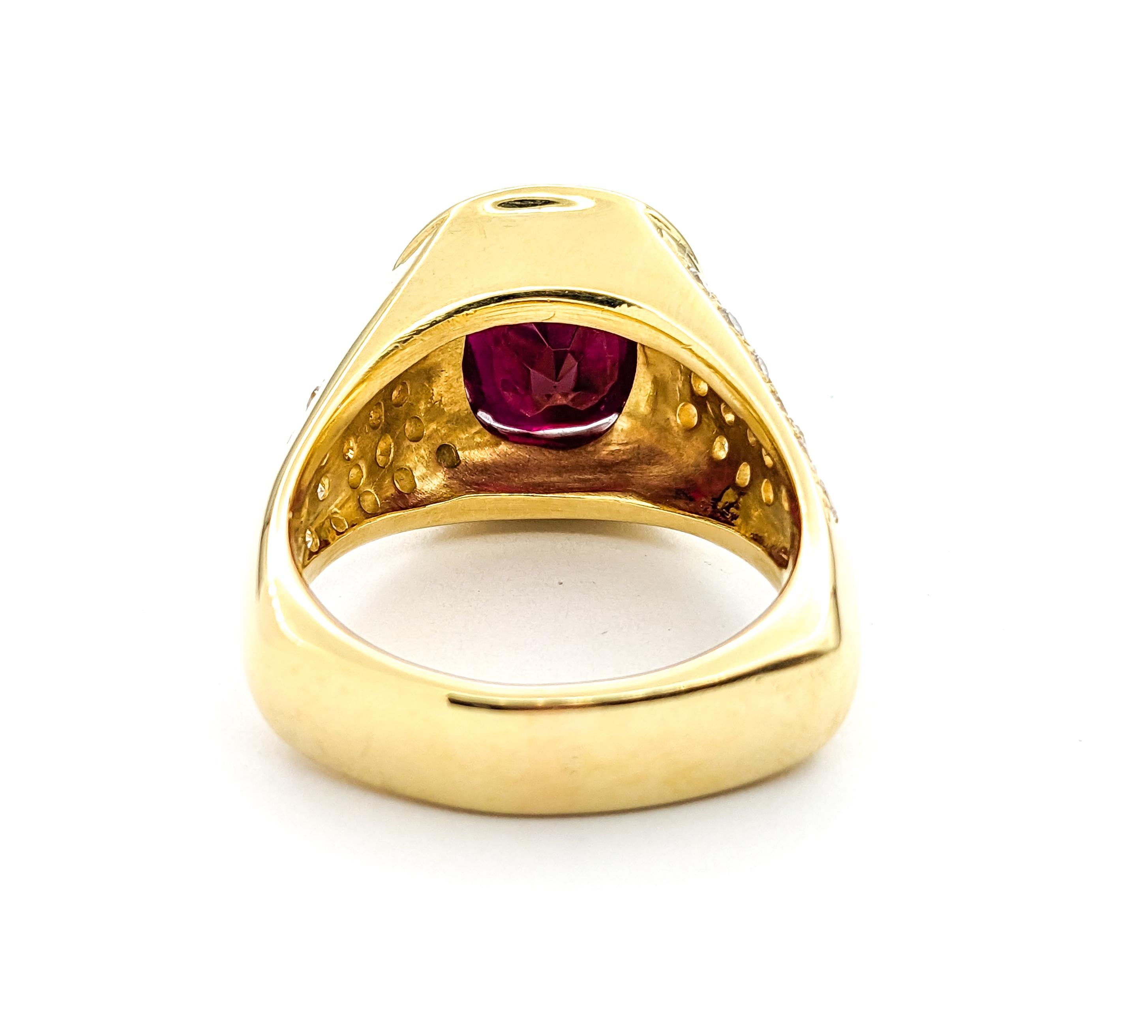 GIA Cerified 5.87ct Heat-only Burmese Ruby & 1.50ctw Diamonds Ring In Yellow Gol For Sale 3