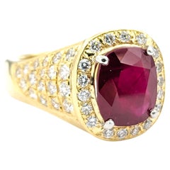 Bague en or jaune certifiée GIA 5,87ct rubis birman ONLY et 1,50ctw diamants