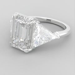 GIA Ceritified 3.01 Carat Emerald Cut Diamond with Trillion Diamonds