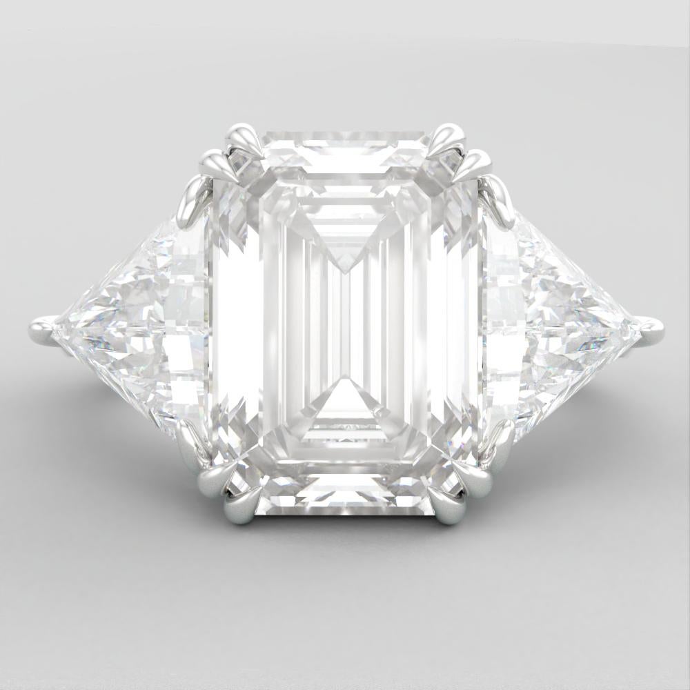 GIA Ceritified 3.12 Carat Emerald Cut Diamond Engagement Ring In New Condition For Sale In Rome, IT