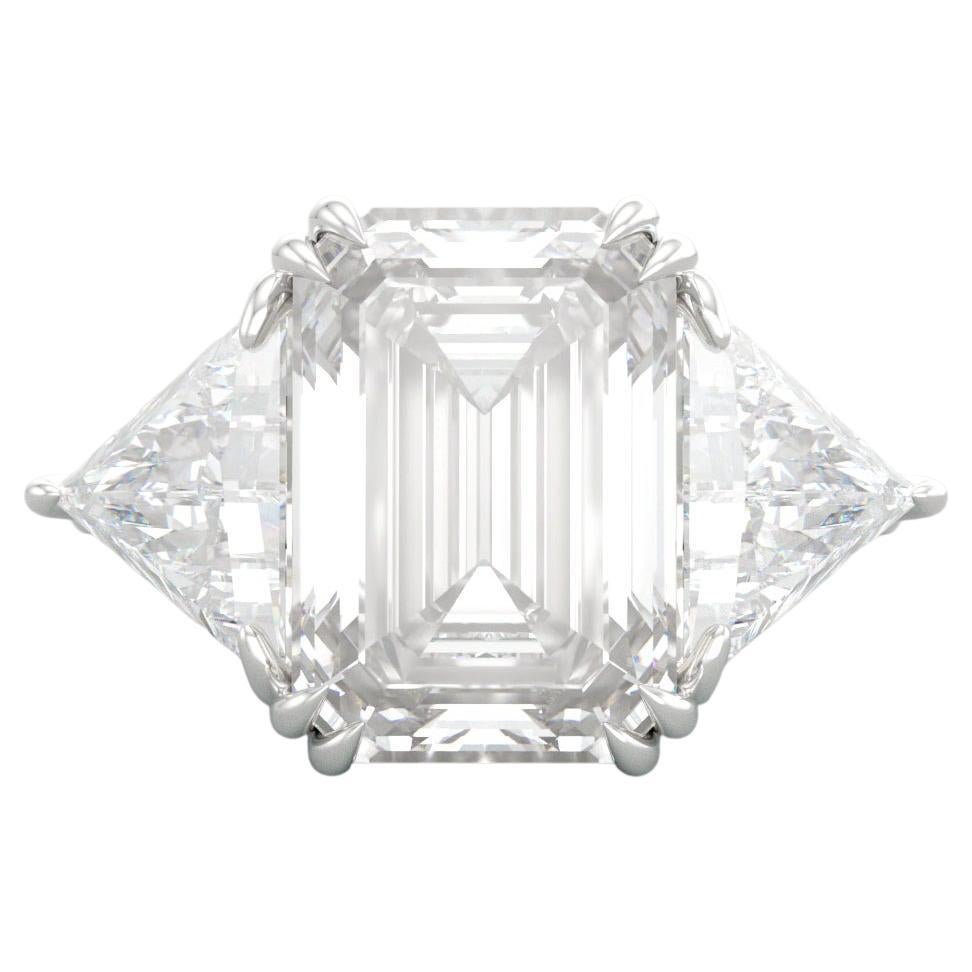 GIA Ceritified 3.12 Carat Emerald Cut Diamond Engagement Ring For Sale