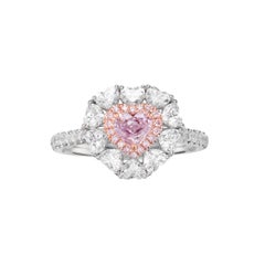 GIA Cert 0.27ct Fancy Light Pinkish Purple Natural Diamond Halo Engagement Ring
