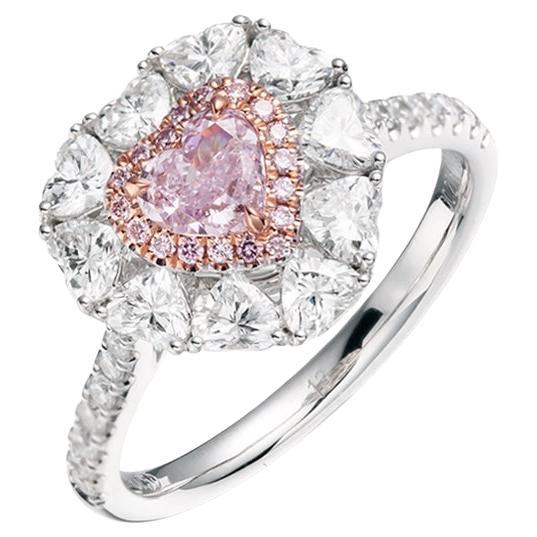 GIA Cert 0.27ct Fancy Light Pinkish Purple Natural Diamond Halo Engagement Ring
