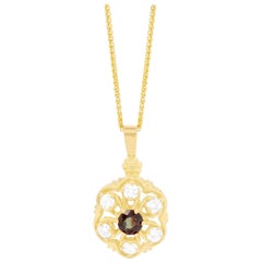 GIA Cert 0.60 ct Natural Color Changing Alexandrite Diamond Pendant 18K Gold