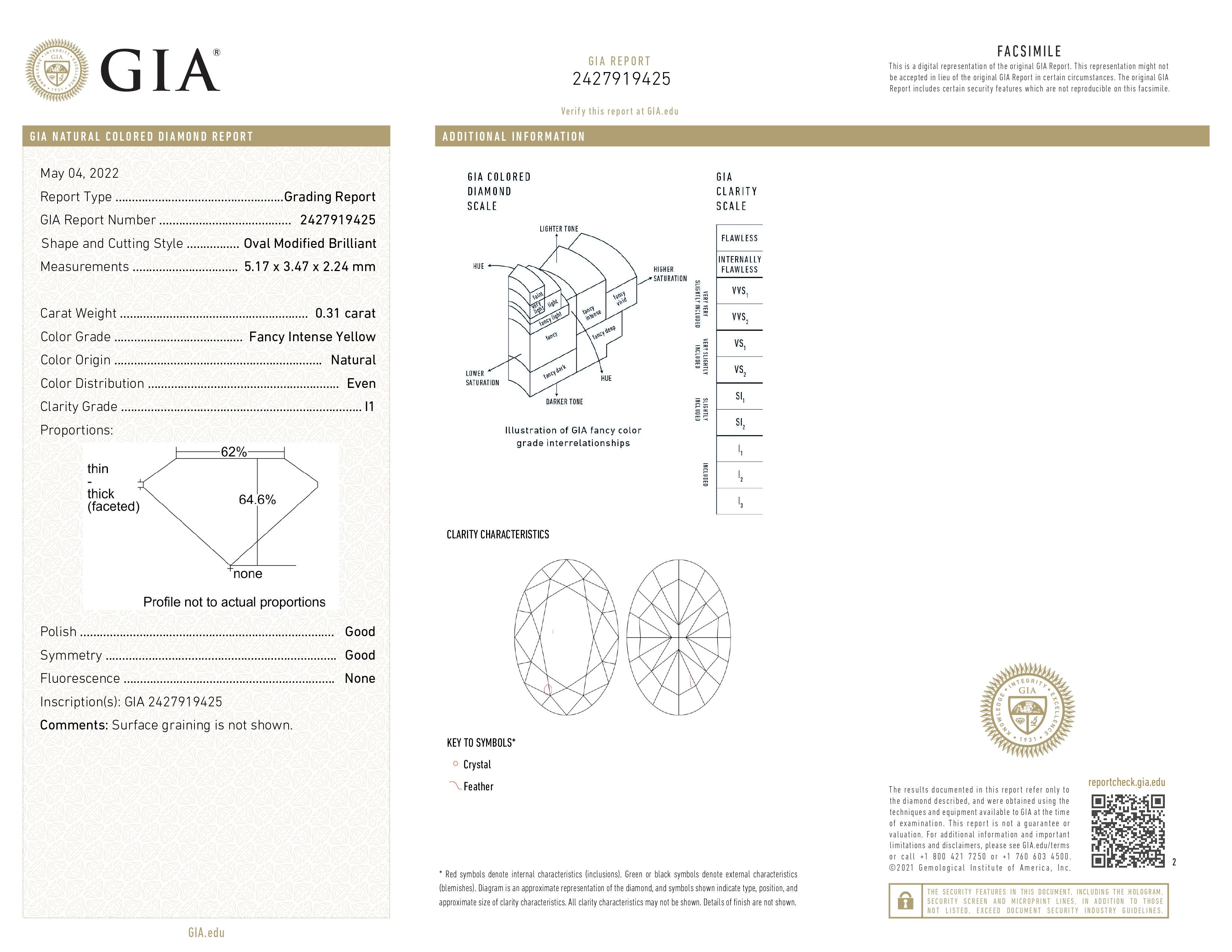 GIA Cert 0.61ct Fancy intense Yellow and Fancy Light Purplish Pink Diamond Ring For Sale 4