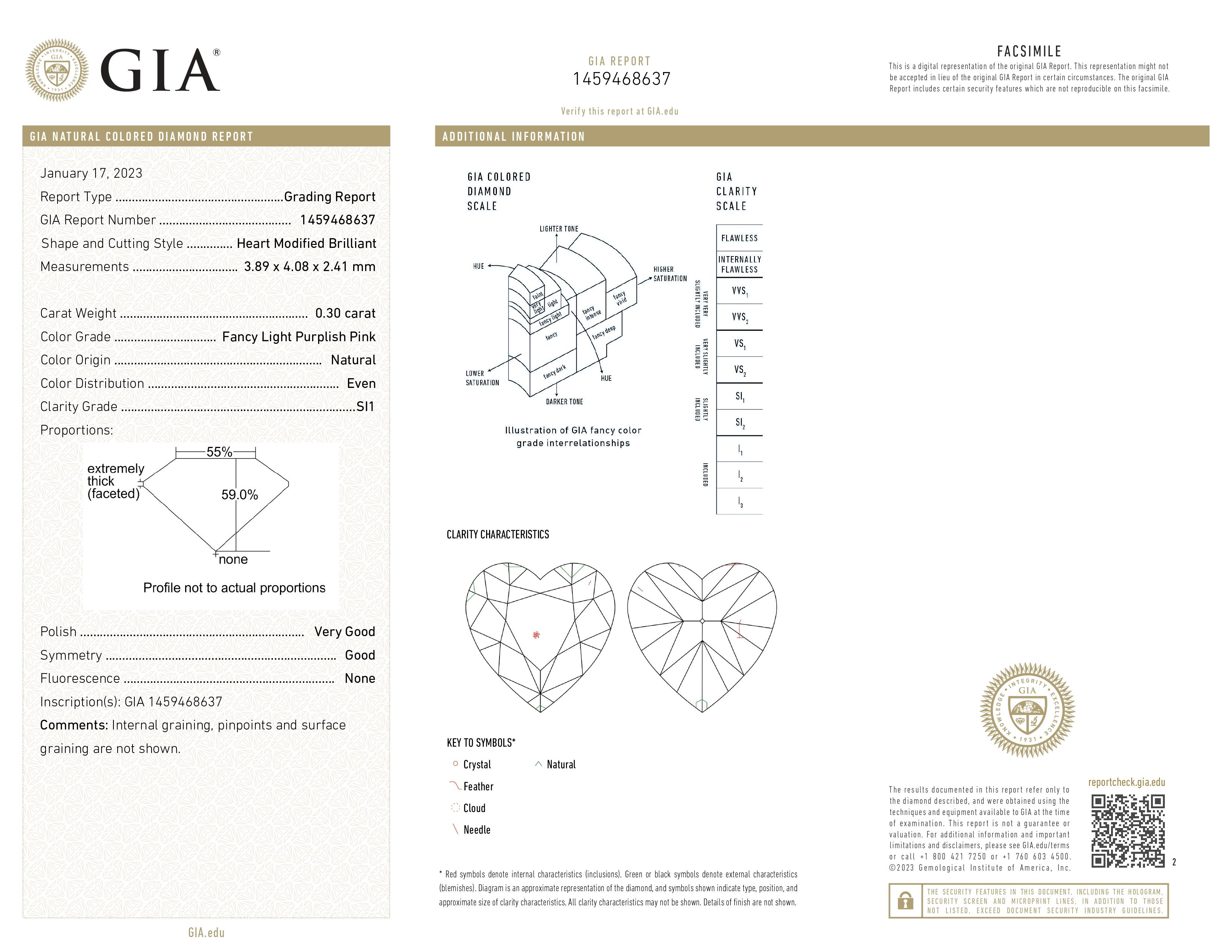GIA Cert 0.61ct Fancy intense Yellow and Fancy Light Purplish Pink Diamond Ring For Sale 5