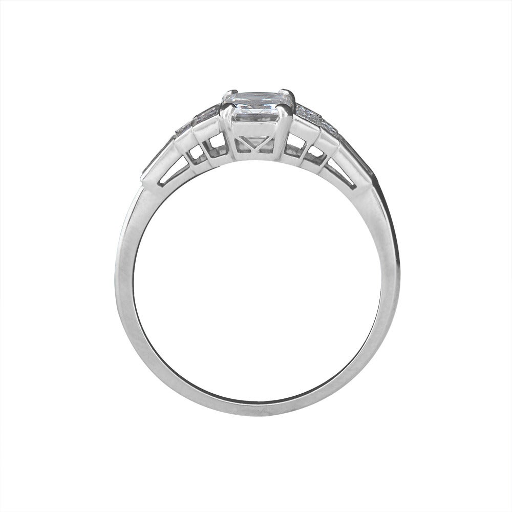 Baguette Cut GIA Certified 0.71 Carat D Color Diamond Platinum Engagement Ring