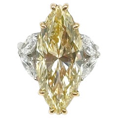 GIA-zertifizierter 10 Marquise-Diamantring aus 18 Karat Weißgold mit Brillantschliff