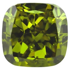 GIA Cert 1.00ct Fancy Deep Brown-Greenish Yellow Cushion Mod Brilliant SI2