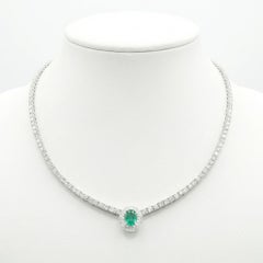 GIA Cert. 11 Carat Diamond & 2.31 Carat Insignificant Emerald Pendant Necklace