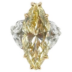 GIA Cert 13.02Ct Marquise Brilliant Cut Diamond Ring Set 18K White Gold