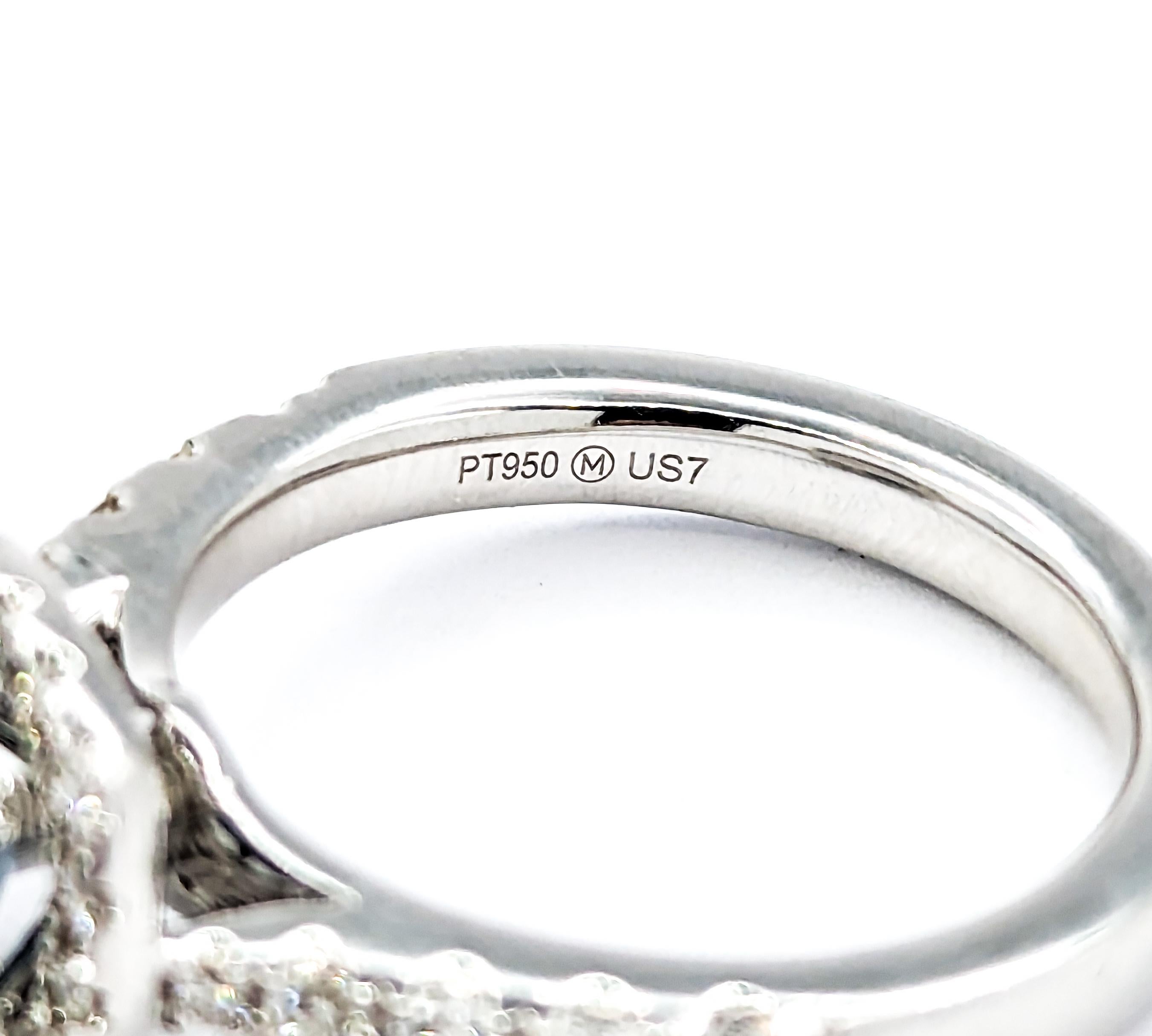 Women's GIA Cert 1.43ct Montana Sapphire & Diamond Halo Ring in Platinum