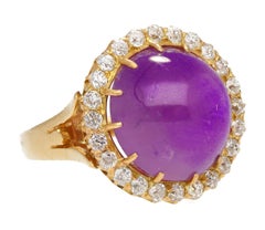 GIA Cert. 14.56 Carat Purple Star Sapphire No Heat Sri Lanka Sunburst Ring