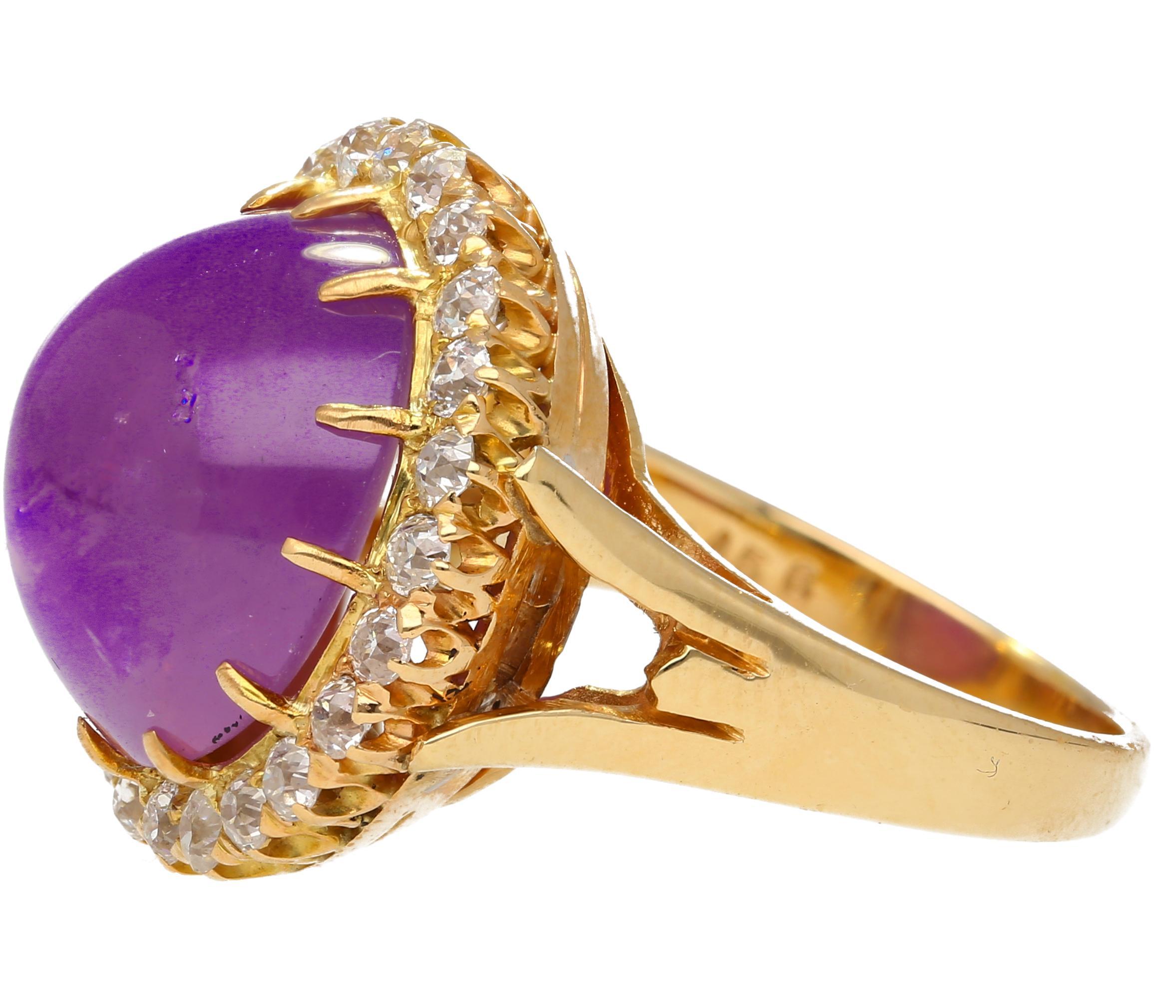 GIA-zertifizierter 14,56 Karat lila Sternsaphir ohne Hitze Sri Lanka Sonnenschliff-Ring (Zeitgenössisch) im Angebot