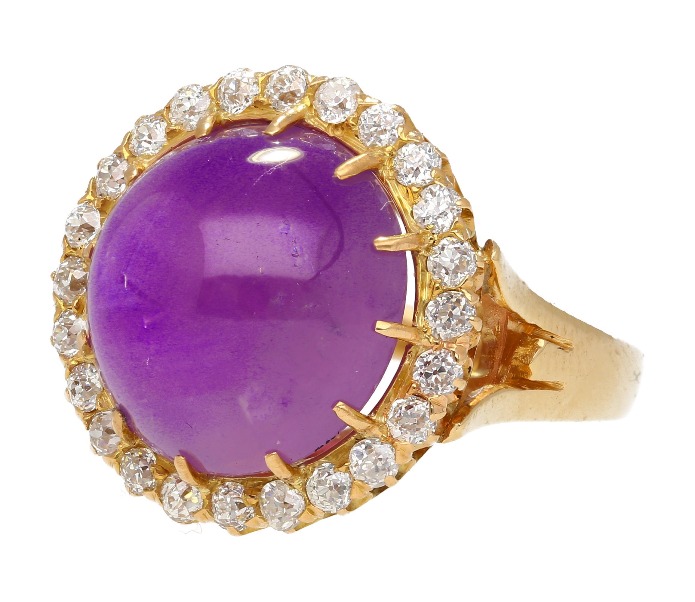 GIA-zertifizierter 14,56 Karat lila Sternsaphir ohne Hitze Sri Lanka Sonnenschliff-Ring im Zustand „Hervorragend“ im Angebot in Miami, FL