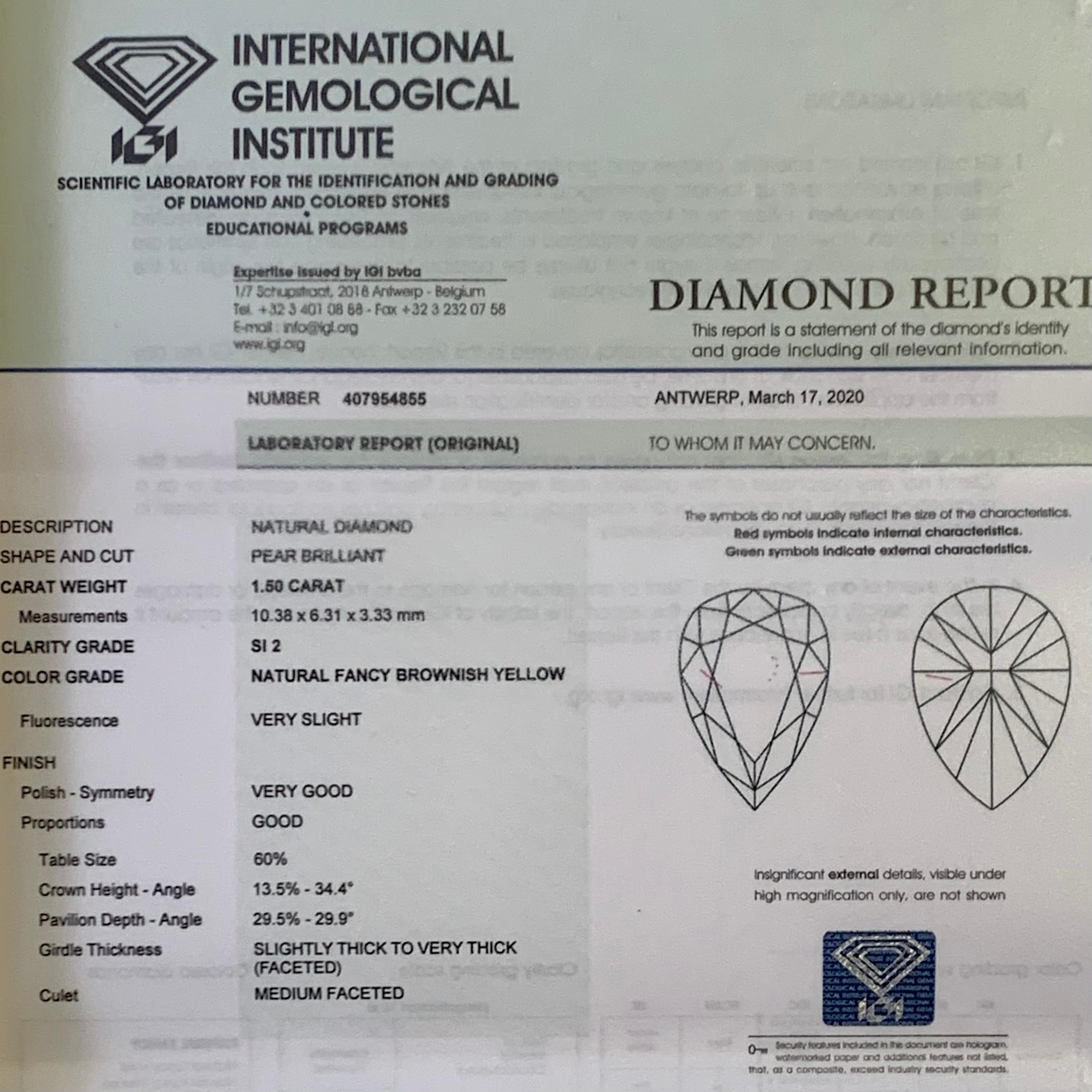 GIA Cert 1.50 Ct Yellow Blue Diamond Pendant Charm Enhancer Bail, Matte Necklace en vente 7