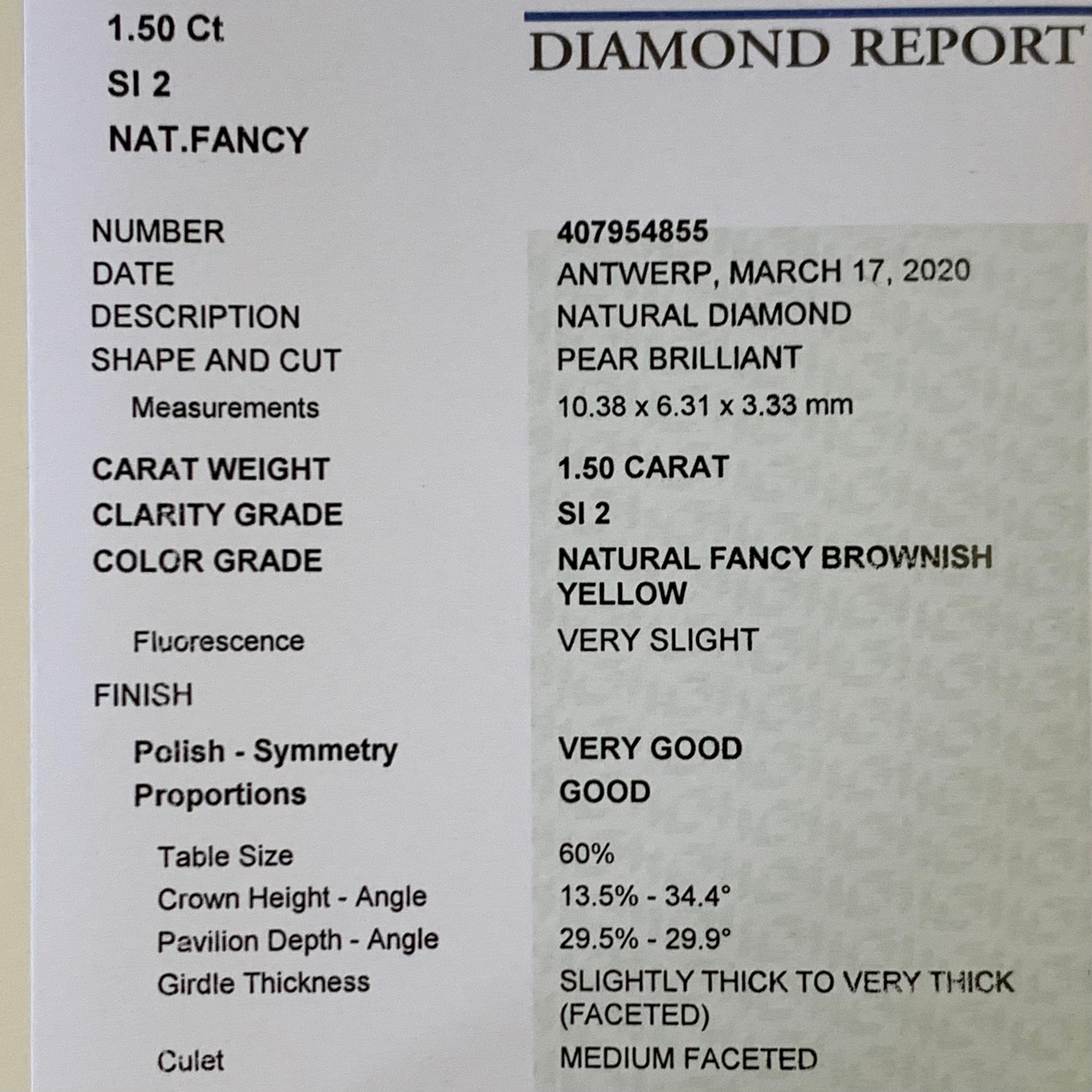 GIA Cert 1.50 Ct Yellow Blue Diamond Pendant Charm Enhancer Bail, Matte Necklace en vente 8