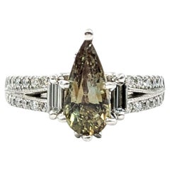 Certificato GIA 1,77ct Madagascar Alessandrite con diamanti in oro bianco 18kt