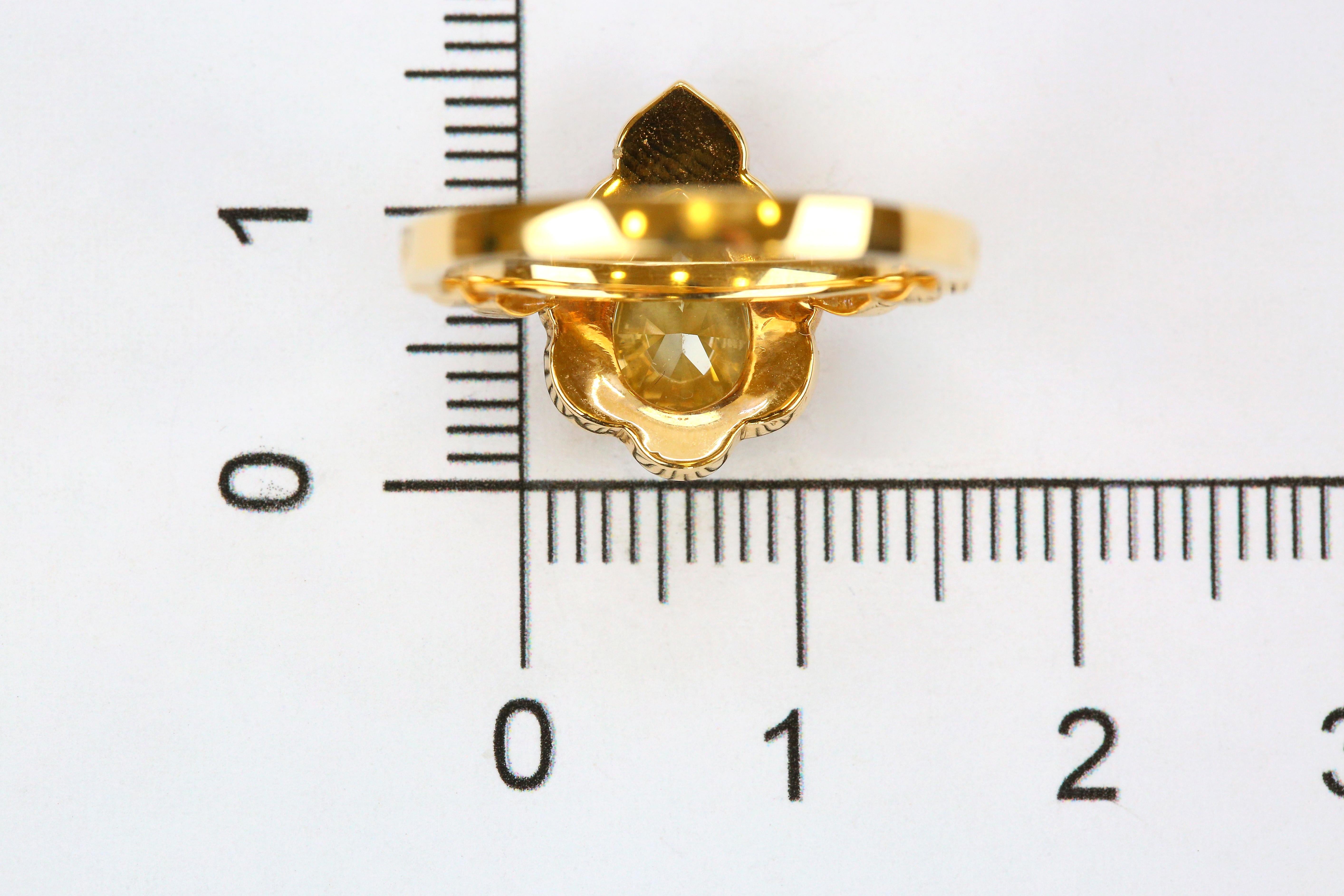 For Sale:  GIA Cert 18K Gold 1.53 ct. Pear Shape Fancy Yellow Diamond Solitaire Bridal Ring 15