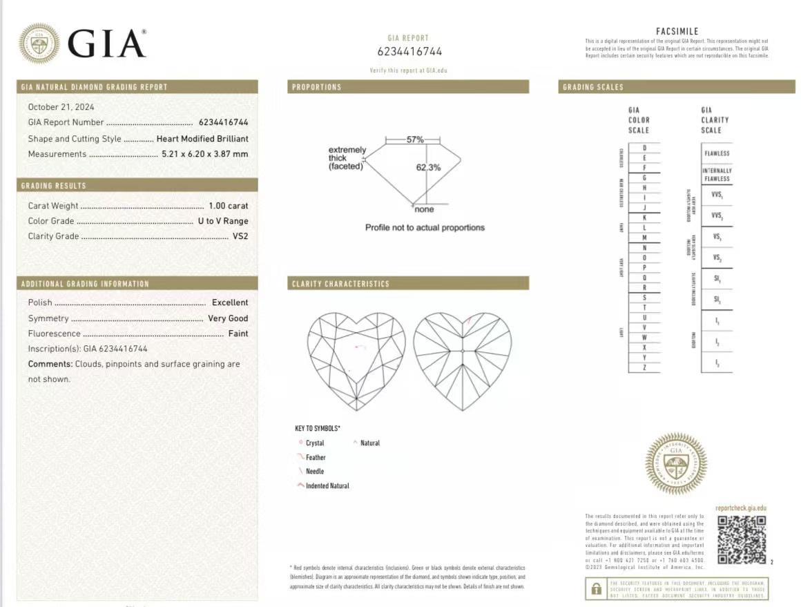 da uomo o donna GIA Cert 18K oro Cuore a forma di diamante giallo Baguette Collana Halo in vendita