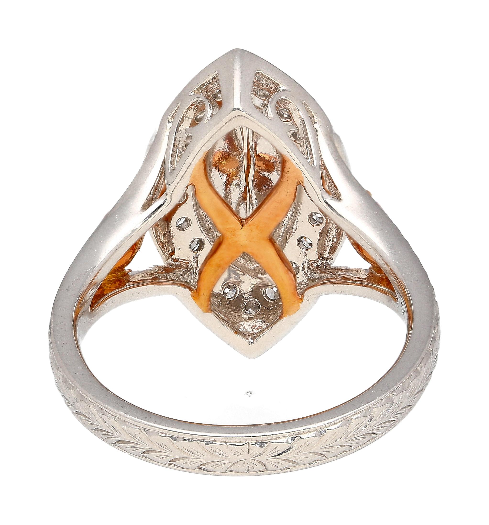 Art Deco Gia Cert. 1.92 Carat Marquise Fancy Deep Brownish Greenish Yellow Diamond Ring For Sale