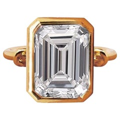 GIA Cert 2.01 FSI Emerald Cut Diamond Engagement Ring Bezel Set in Yellow Gold