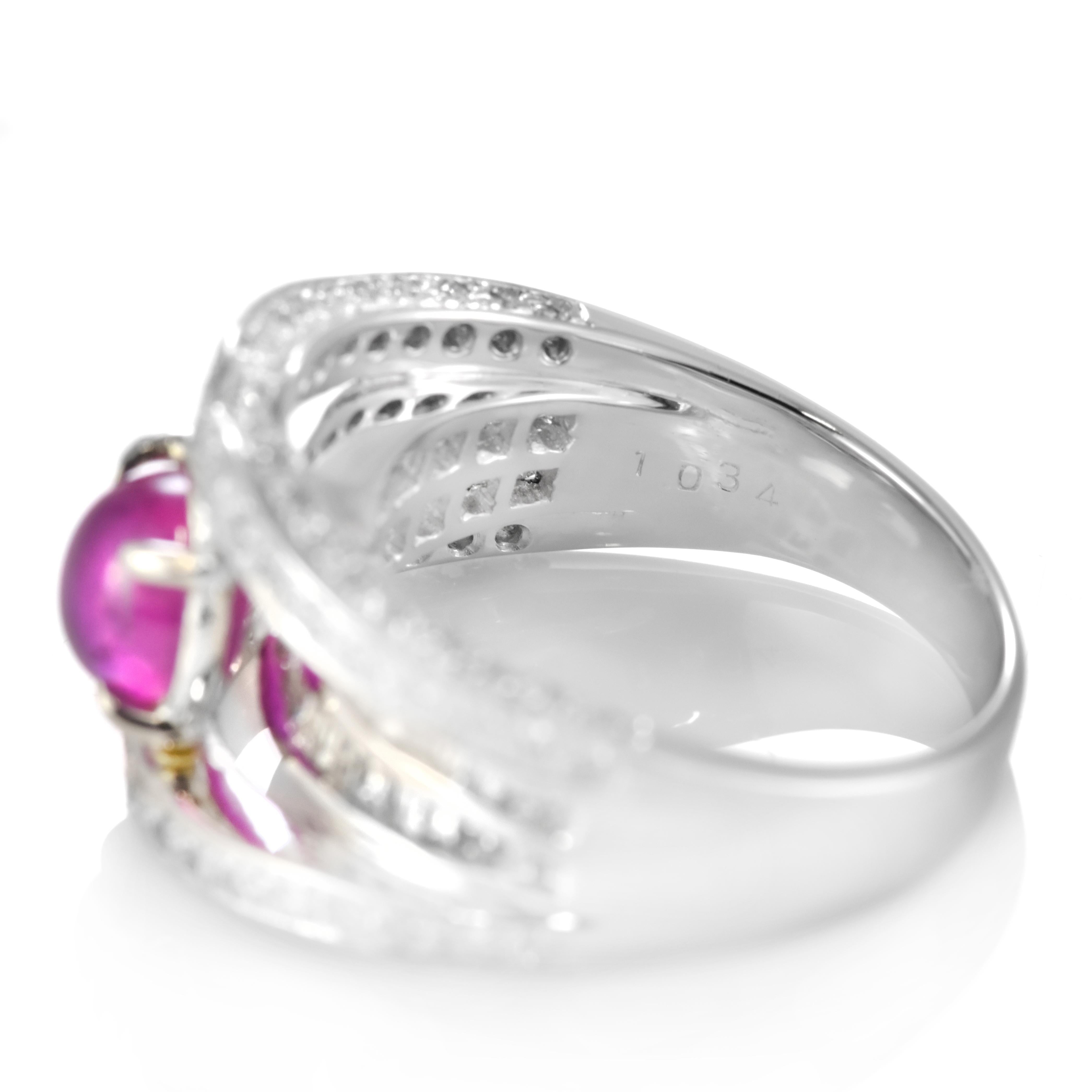 GIA Cert. 2,14 Karat natürlicher burmesischer Sternrubin und Diamantring aus Platin im Angebot 4