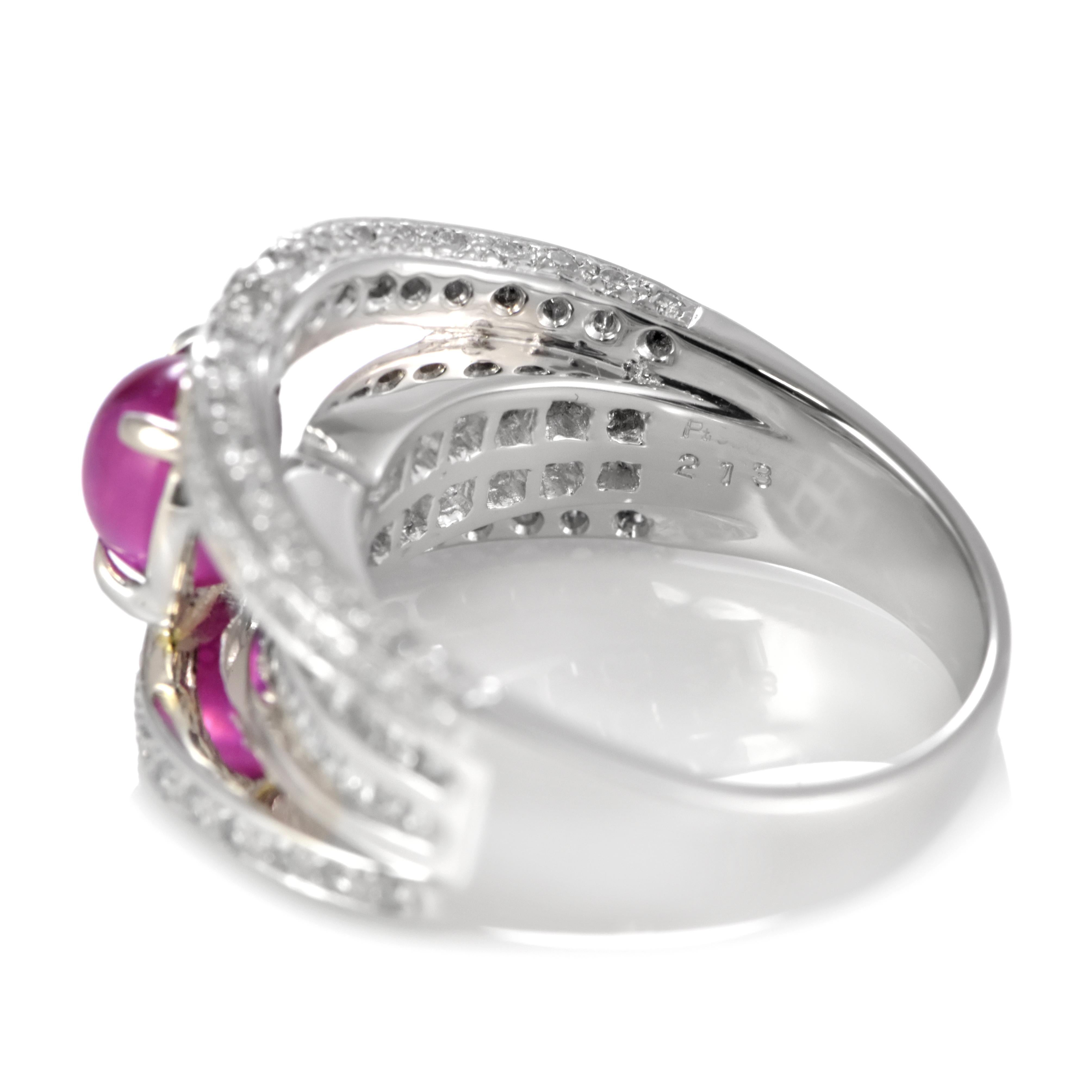 GIA Cert. 2,14 Karat natürlicher burmesischer Sternrubin und Diamantring aus Platin im Angebot 5