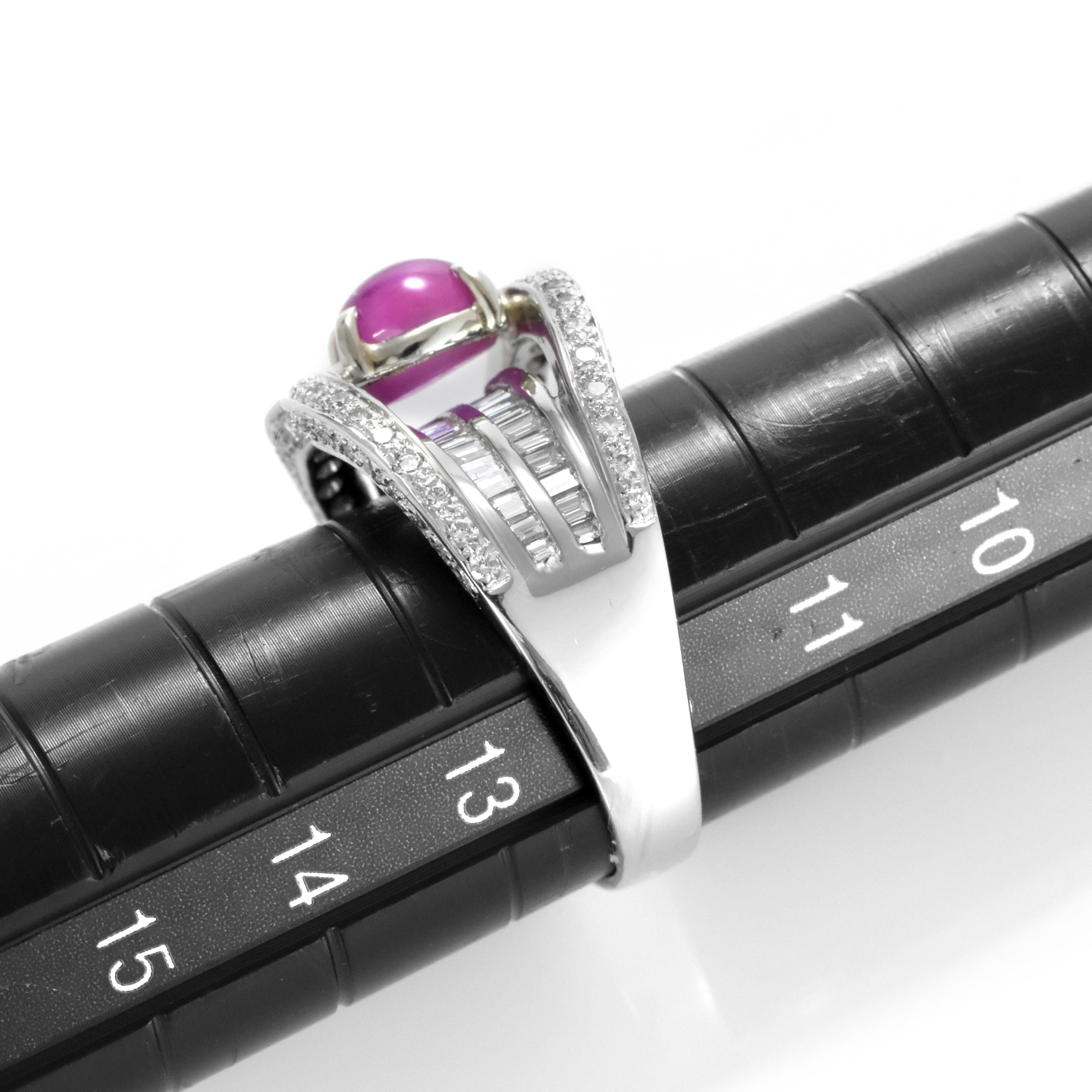 GIA Cert. 2,14 Karat natürlicher burmesischer Sternrubin und Diamantring aus Platin im Angebot 8