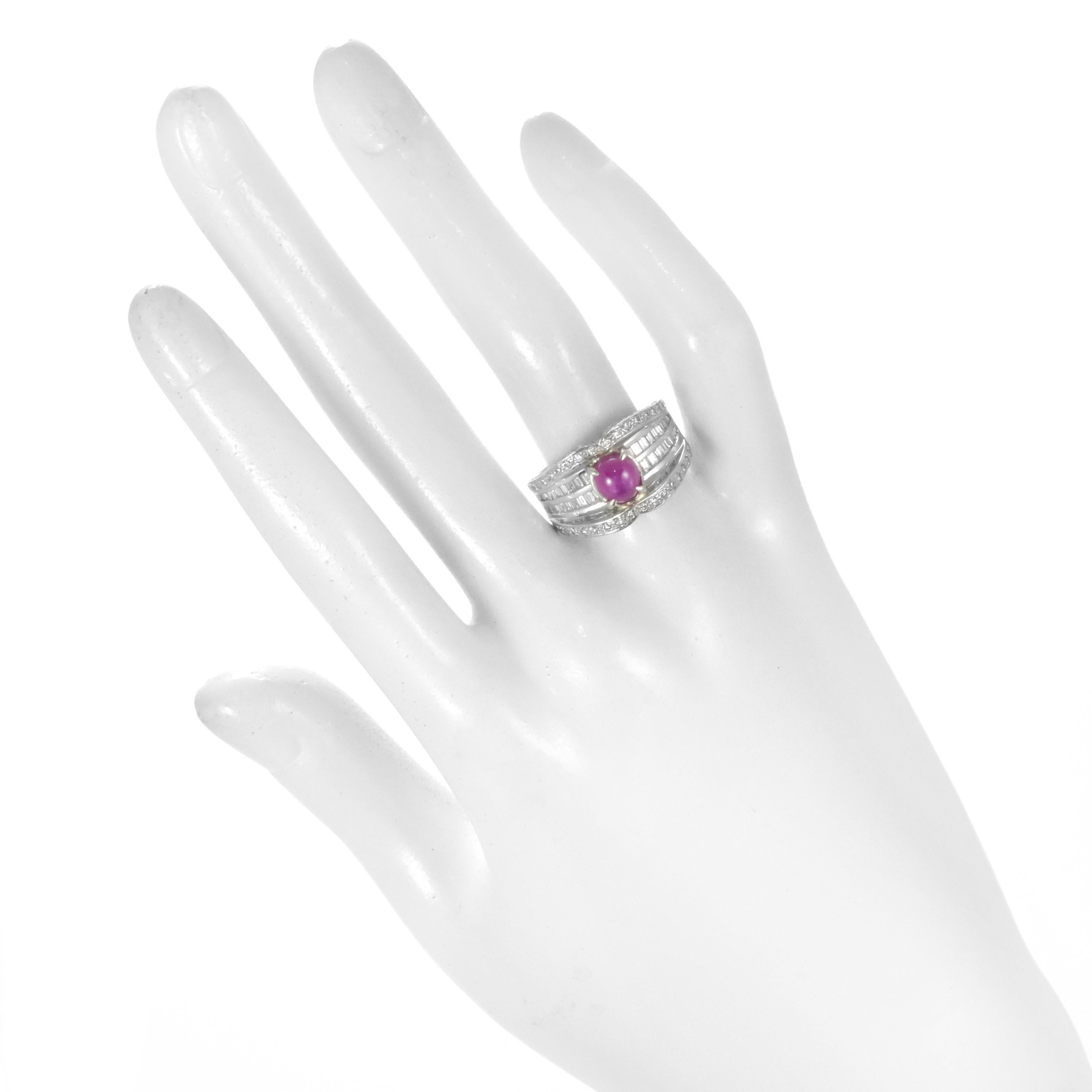 GIA Cert. 2,14 Karat natürlicher burmesischer Sternrubin und Diamantring aus Platin (Moderne) im Angebot