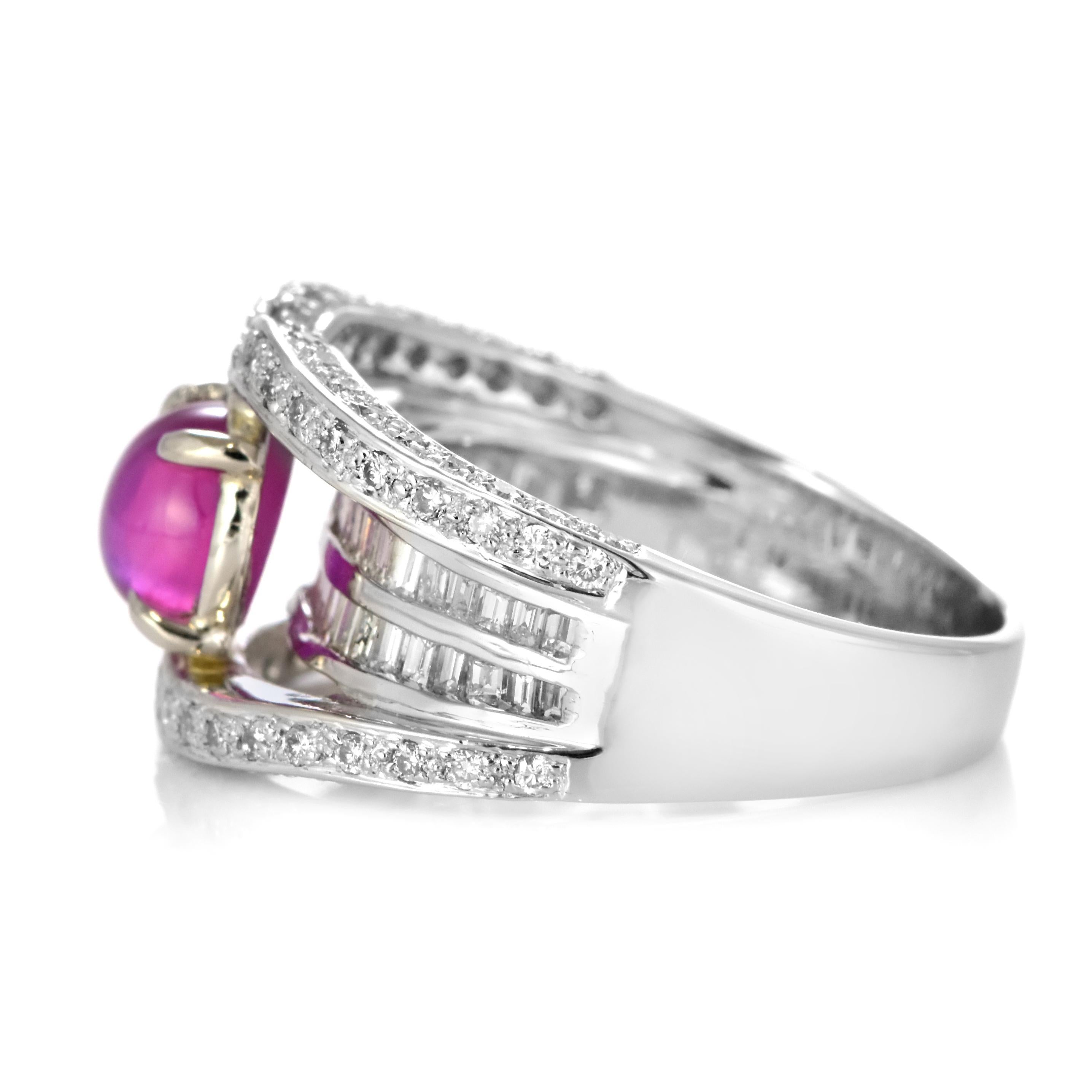 GIA Cert. 2,14 Karat natürlicher burmesischer Sternrubin und Diamantring aus Platin Damen im Angebot